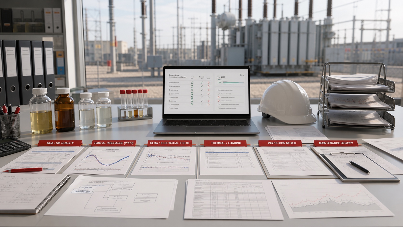 Transformer evidence readiness checklist dashboard for condition-based maintenance review