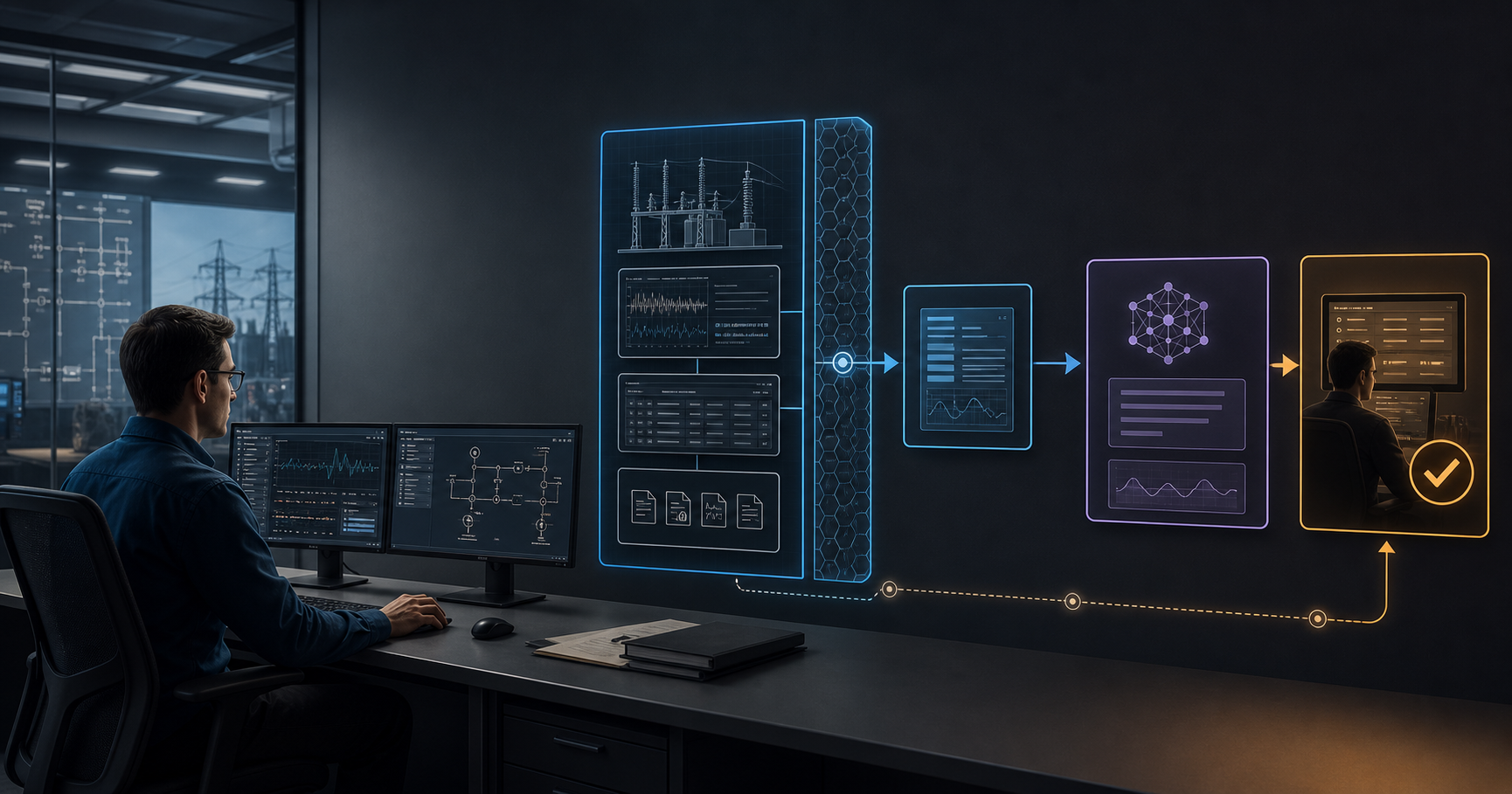 Agentic AI governance boundary around substation protection evidence with controlled context flow and engineer approval