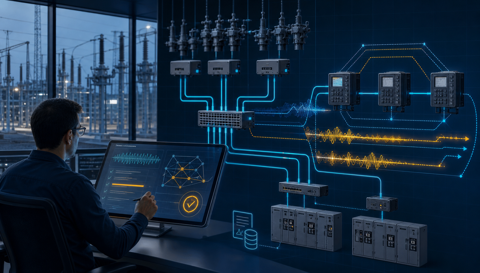 IEC 61850 digital substation process bus with GOOSE and sampled value paths reviewed by a protection engineer